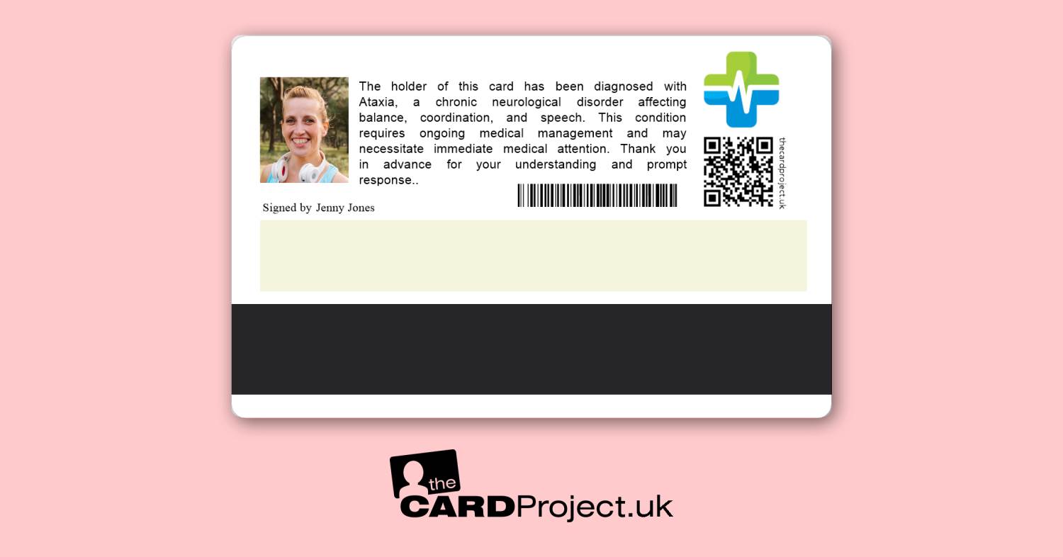 Ataxia Premium Medical ID Card (REAR)